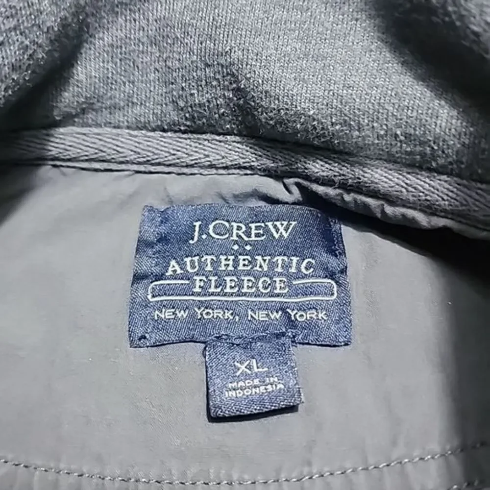 J.Crew Authentic Fleece Pullover Mens Mock Neck‎ Henley Charcoal Gray XL